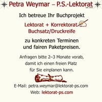 Petra Weymar, freie Lektorin, P.S.-Lektorat, Buchprojekte, Paketpreise, Lektorat Kulmbach